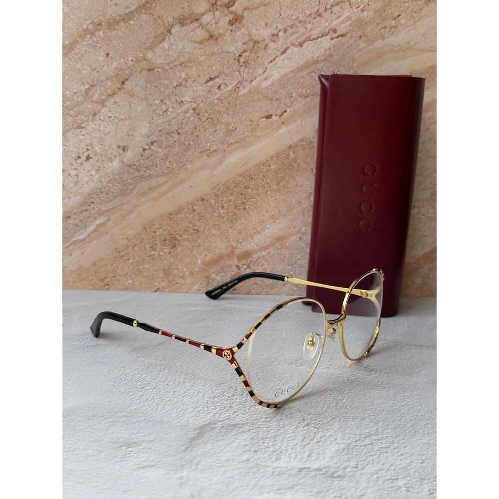 NEW Gucci GG0596OA Gold Round Eyeglasses Frames - Picture 3 of 10